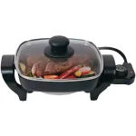 Nesco 8 in. Electric Skillet, 1800W Non-Stick Square Pan with Glass Lid, Black thumbnail 2