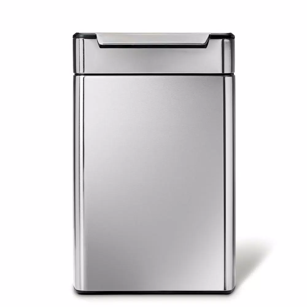 simplehuman 48-Liter Dual-Bucket Touch-Bar Recycling Trash Can, Brushed Stainless Steel