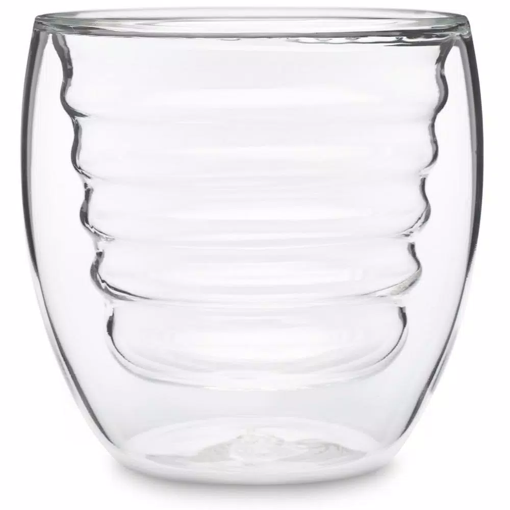 Ozeri Curva Artisan Series 8 oz. Double Wall Borosilicate Glass Tumblers, Set of 4
