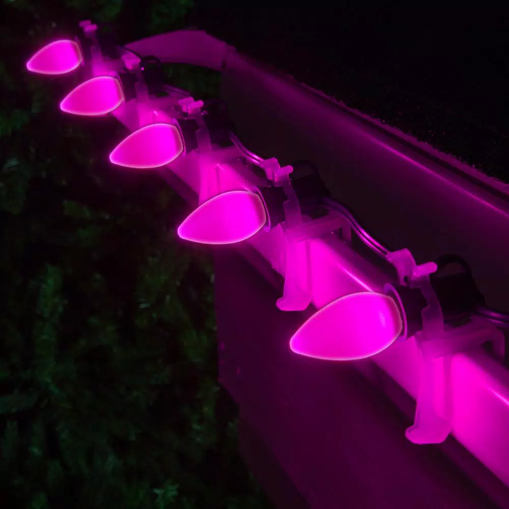 Wintergreen Lighting OptiCore C7 LED Pink Smooth Opaque Christmas Light Bulbs, 25-Pack