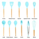 MegaChef 12-Piece Light Teal Silicone and Wood Kitchen Utensil Set thumbnail 6