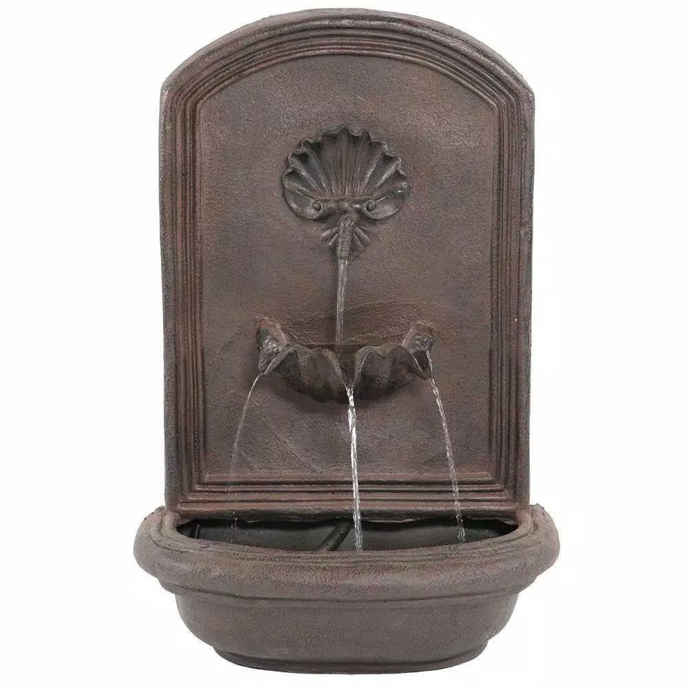 Sunnydaze Decor Seaside Iron Solar Powered Outdoor Wall Water Fountain with Battery Backup