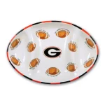 Magnolia Lane Georgia Ceramic Football Tailgating Serving Platter, 3-Section Divided Dish thumbnail 1