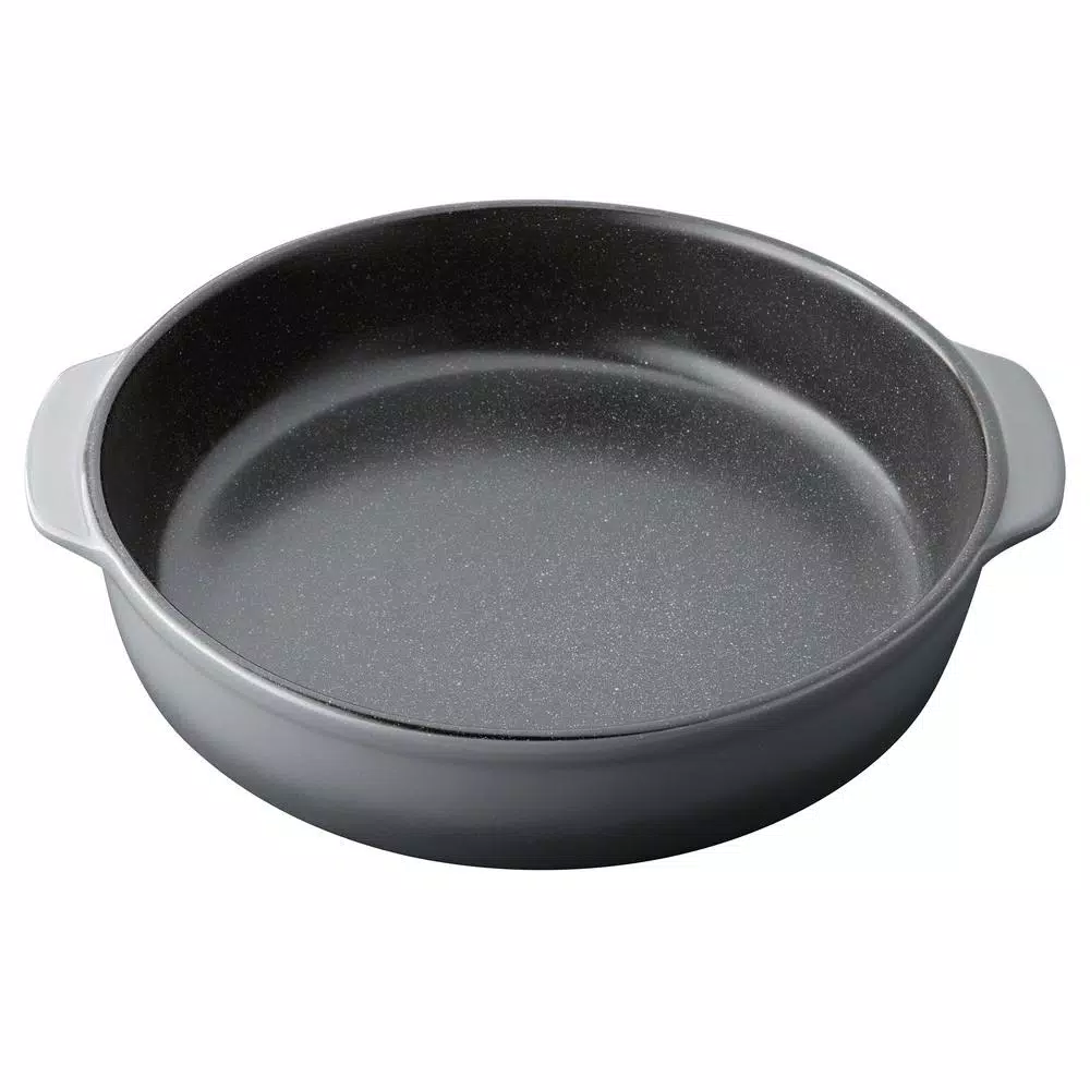 BergHOFF GEM 3 Qt. Stoneware Round Baking Dish, Grey Enamel Casserole Pan