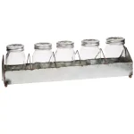 HOME ESSENTIALS AND BEYOND 5-Piece Farmhouse Mason Jar Set with Divided Galvanized Steel Tray thumbnail 2