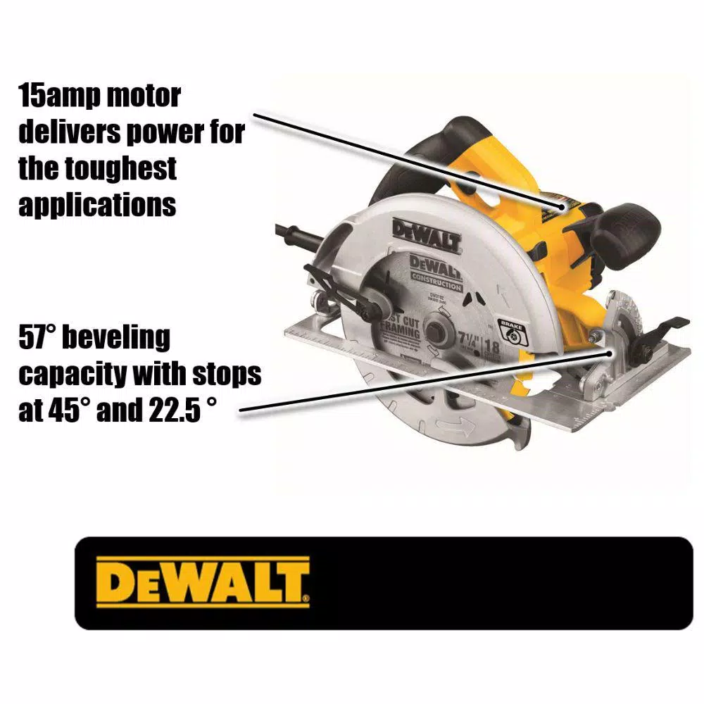 DEWALT 15 Amp 7-1/4 in. Lightweight Corded Circular Saw with Electric Brake