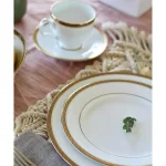 Noritake Charlotta Gold White Porcelain 60 Piece Dinnerware Set, Service for 12 thumbnail 3