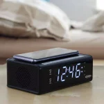 JENSEN Dual Alarm Clock Radio with Qi Wireless Charging, AM/FM, USB Port, and Aux Input - Black thumbnail 5