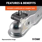 CURT 2" Straight-Tongue Posi-Lock Trailer Coupler, 3,500 lbs. Capacity, Zinc Finish thumbnail 2