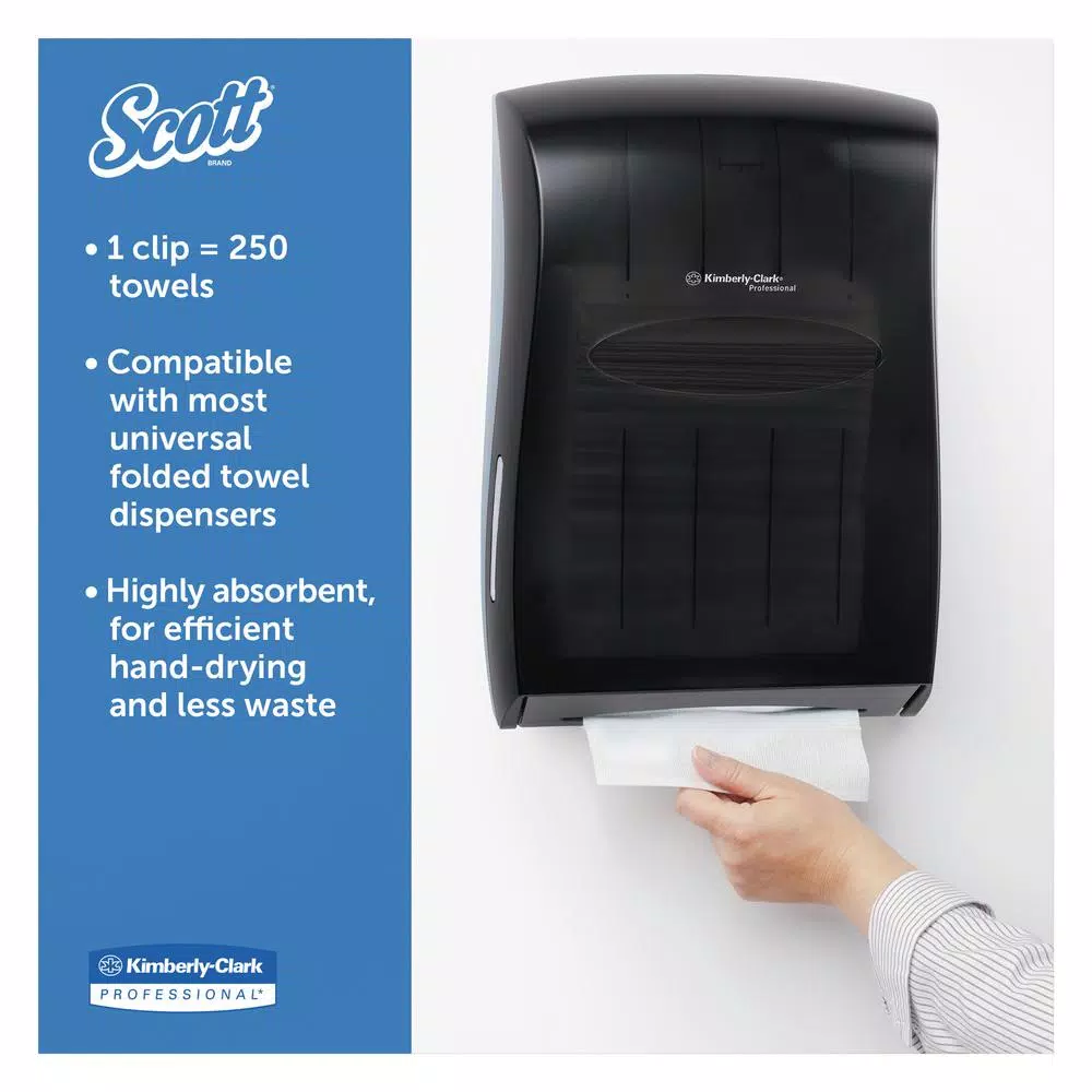 Scott Essential 100% Recycled Multi-Fold White Paper Towels, 250 Sheets per Pack, 16 Packs per Carton