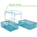 MIND READER 2-Tier Metal Mesh Utensil Caddy & Organizer, Turquoise thumbnail 6