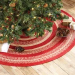 VHC Brands 50 in. Cunningham Cherry Red and Natural Jute Christmas Tree Skirt thumbnail 3