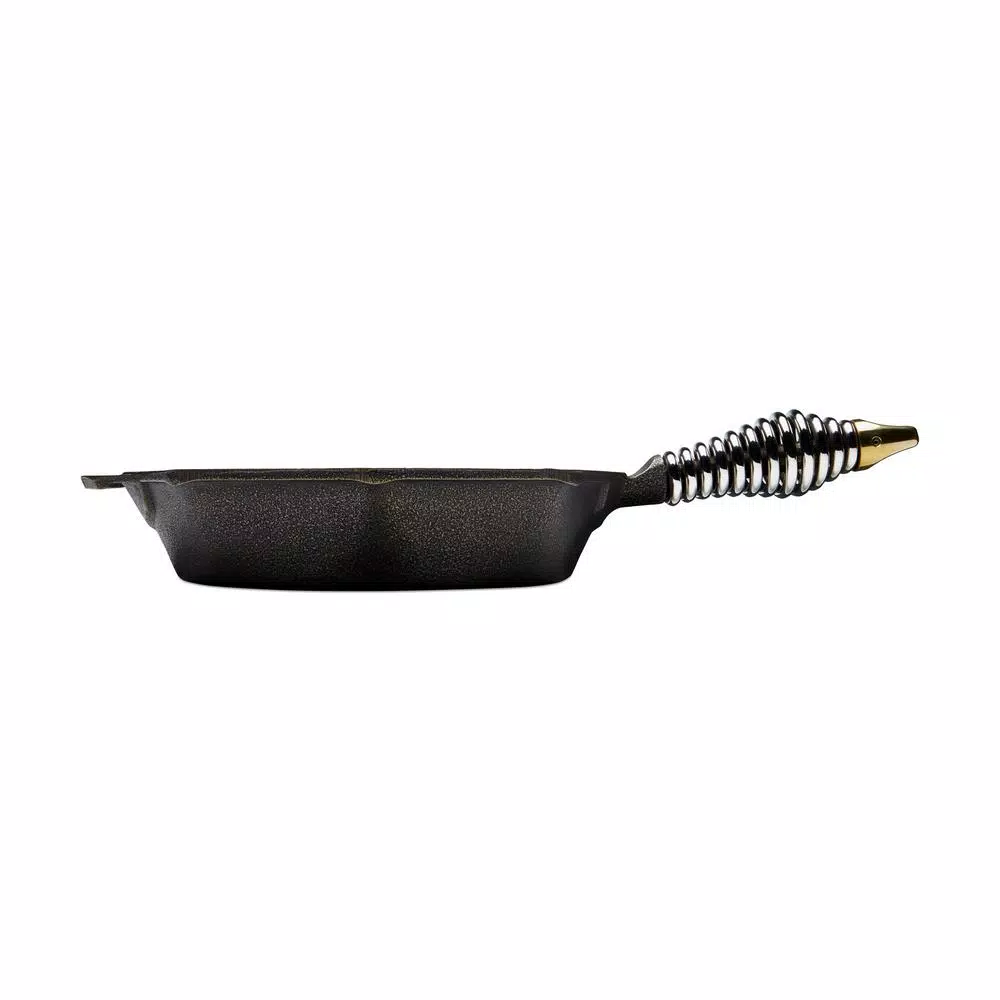 FINEX 8 in. Cast Iron Skillet with Stainless Steel Speed Cool Handle and Multi-Pour Design, Black