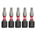 Milwaukee Shockwave Torx T15 1 in. Impact Duty Steel Screwdriver Bits (5-Pack) thumbnail 1
