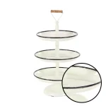 LITTON LANE Rustic Reflections 3-Tier Metal Pedestal Tray, Distressed White with Black Accents thumbnail 4