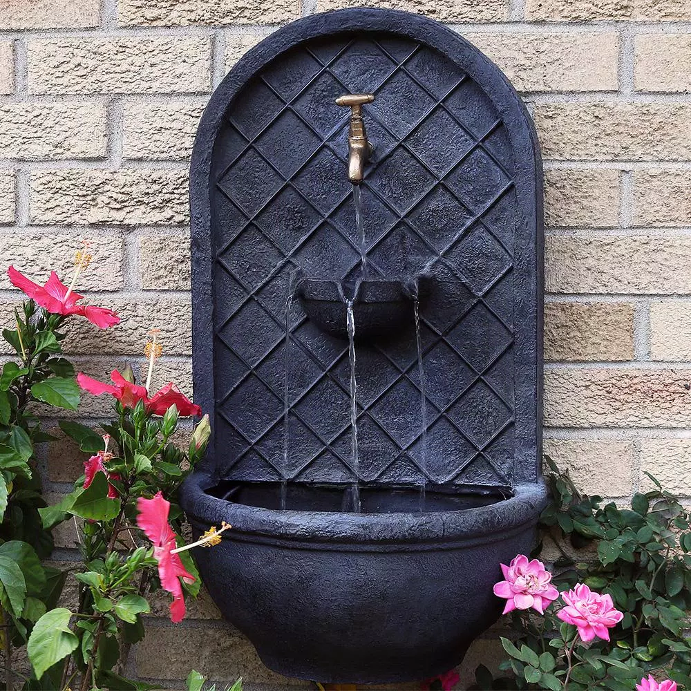 Sunnydaze Decor Messina Resin Lead Solar Outdoor Wall Fountain with Dual Pump Options