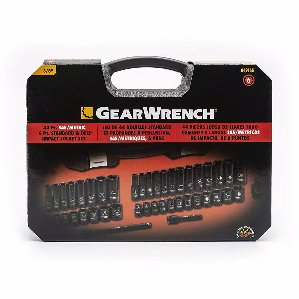 GearWrench 44-Piece 3/8 in. Drive SAE/Metric Deep Impact Socket Set