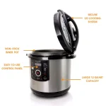 MegaChef Mega Chef 12 Qt. Digital Electric Pressure Cooker with 15 Presets, Black and Silver thumbnail 4