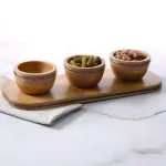 Gibson Elite Pinehurst 3-Piece Wood Condiment Bowls and Tray Set thumbnail 3