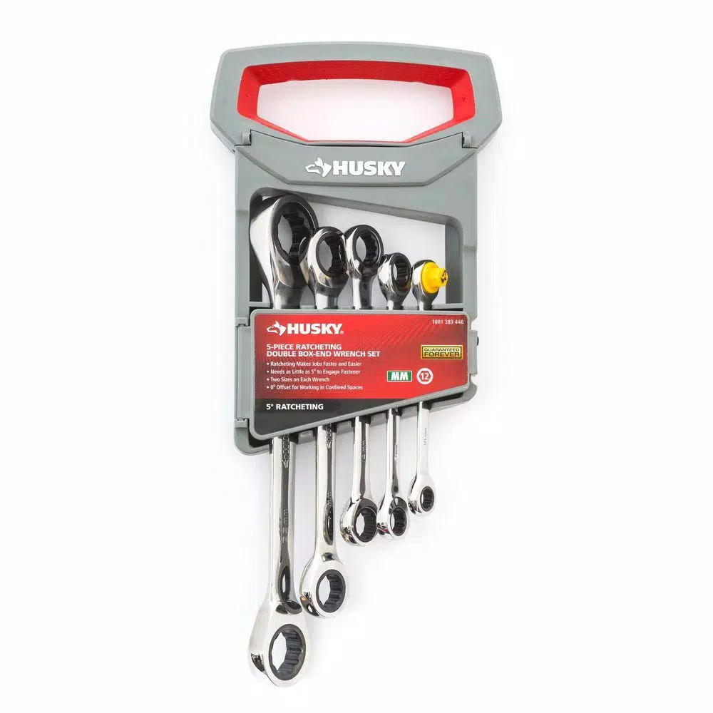 Husky 5-Piece Metric Ratcheting Double Box-End Wrench Set