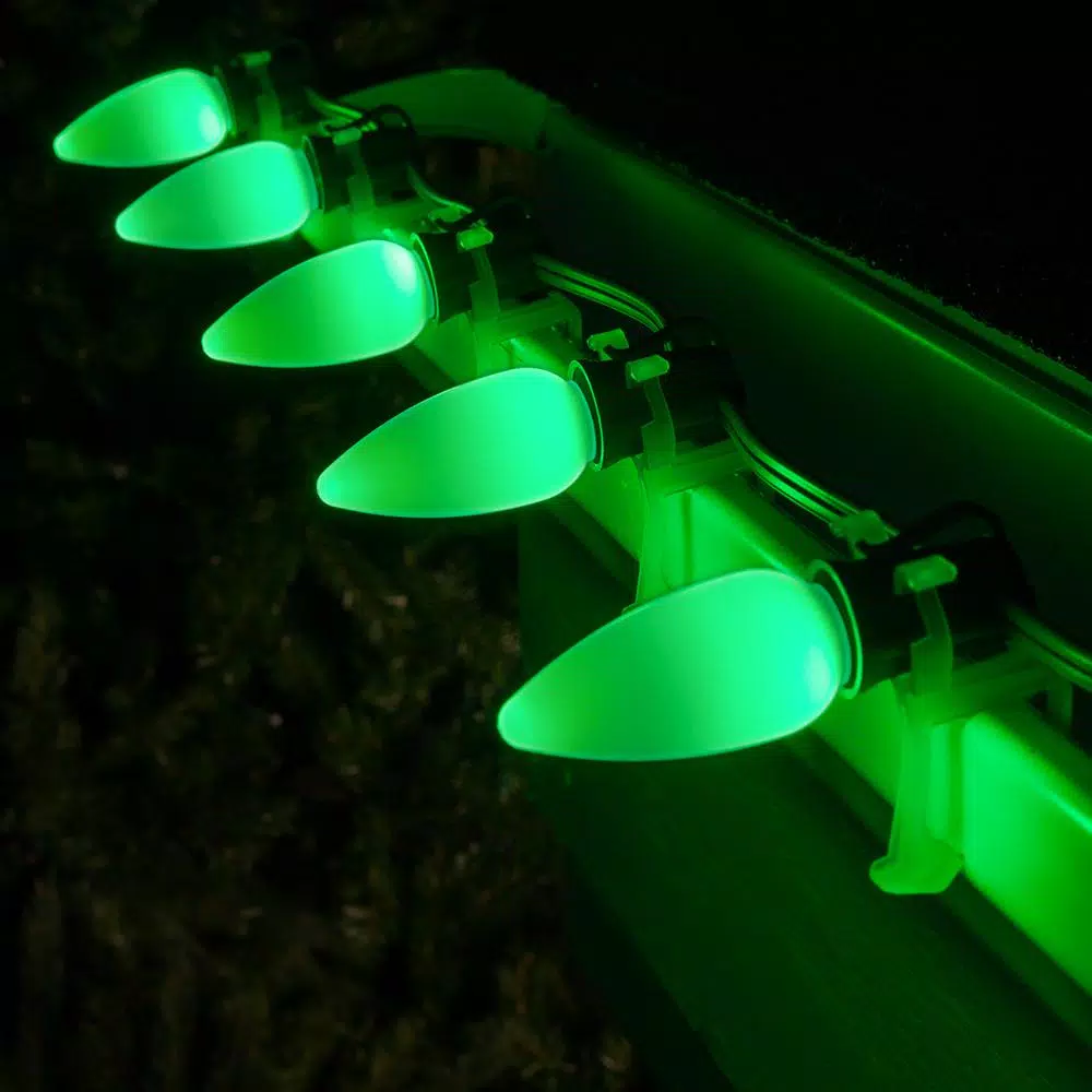Wintergreen Lighting OptiCore C9 LED Green Smooth Opaque Christmas Light Bulbs, 25-Pack