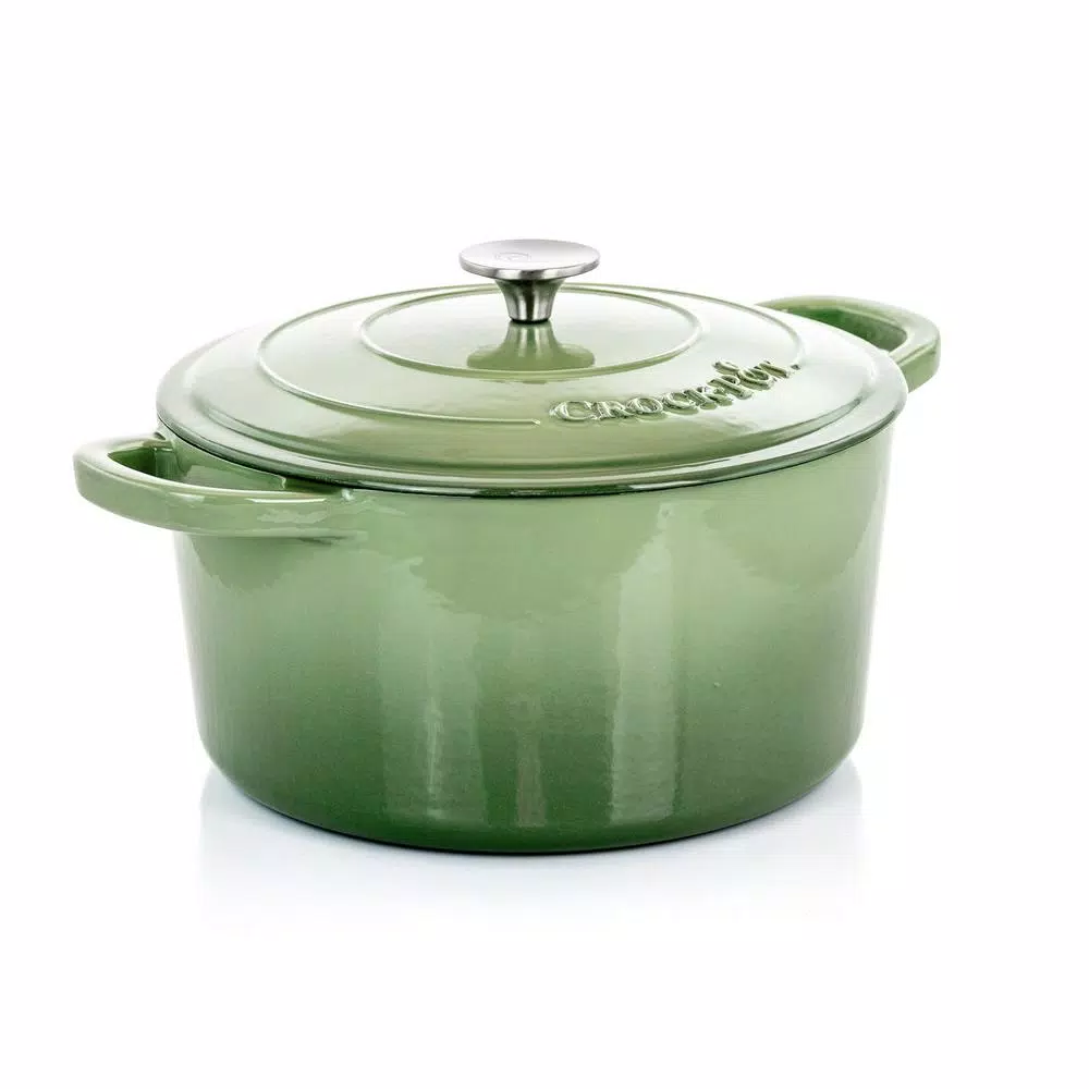 Crock-Pot Artisan 7 qt. Round Enameled Cast Iron Dutch Oven with Lid, Pistachio Green