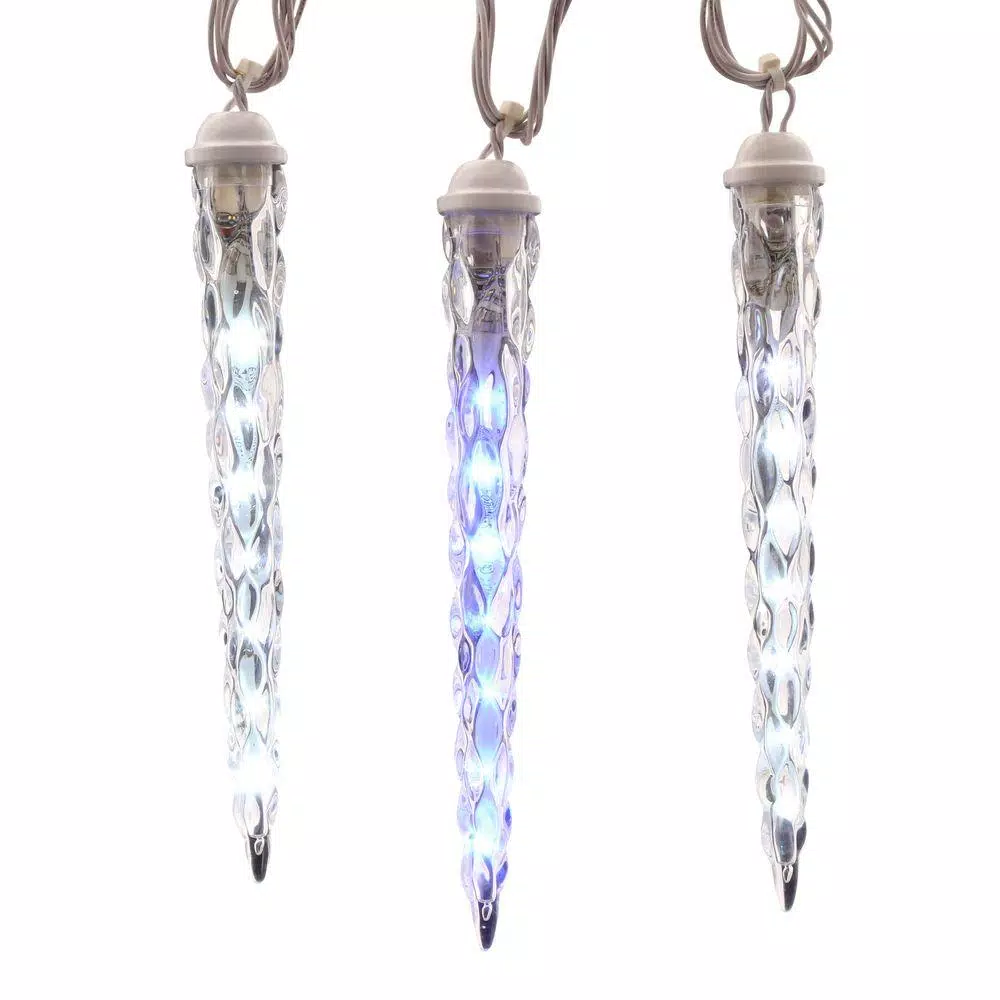 LightShow 10-Light Shooting Star Effect Icicle Lights, Icy Blue and White LED, 9 ft.