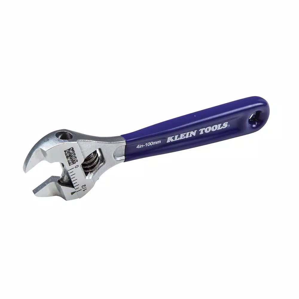 Klein Tools 4 in. Slim-Jaw Adjustable Wrench, Low Profile Steel Hand Tool