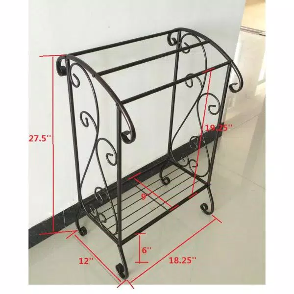 Kings Brand Furniture Classic Freestanding Towel Rack with 3 Bars and Shelf, Coffee Brown