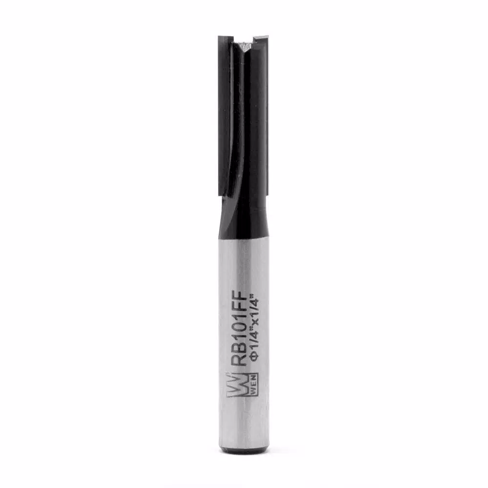 WEN 1/4 in. Straight 2-Flute Carbide Tipped Router Bit, 1/4 in. Shank