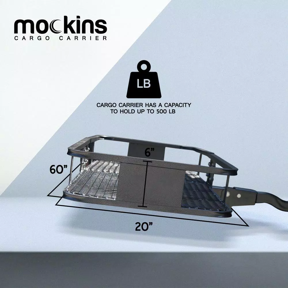 Mockins 500 lb. Capacity Hitch Mount Cargo Carrier Set with Waterproof Bag and Straps
