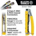 Klein Tools Coaxial Cable Compression Crimper and 2-Level Cable Stripper Tool Set thumbnail 3