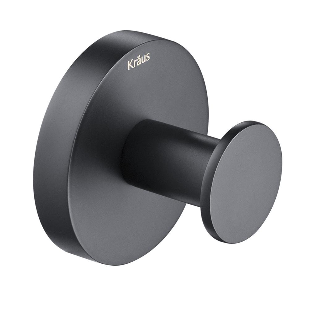 KRAUS Elie Matte Black Solid Brass Robe and Towel Hook