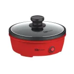 Elite Cuisine 8.5 in. Red Personal Electric Skillet with Tempered Glass Lid thumbnail 3