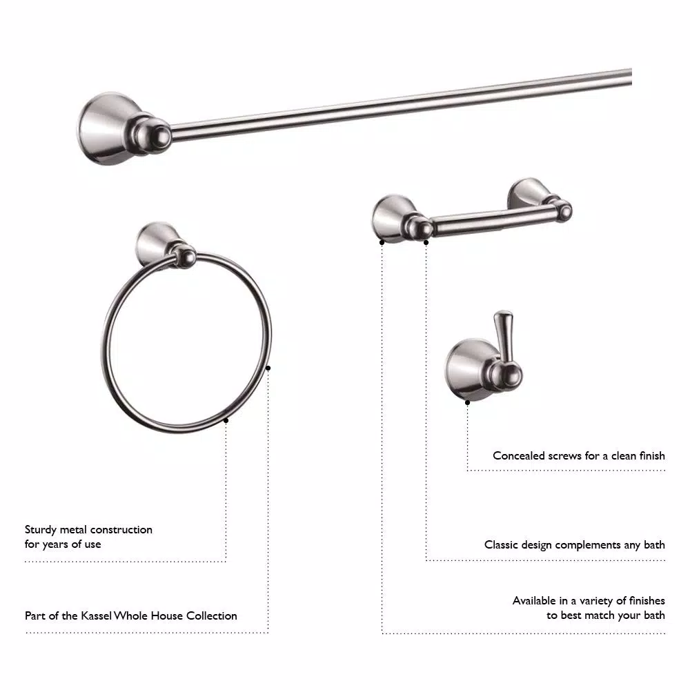 Design House Kassel 4-Piece Bathroom Hardware Accessory Kit, Satin Nickel