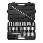 TEKTON 3/4 in. Drive Deep 6-Point Socket and Ratchet Set, 25-Piece SAE thumbnail 1