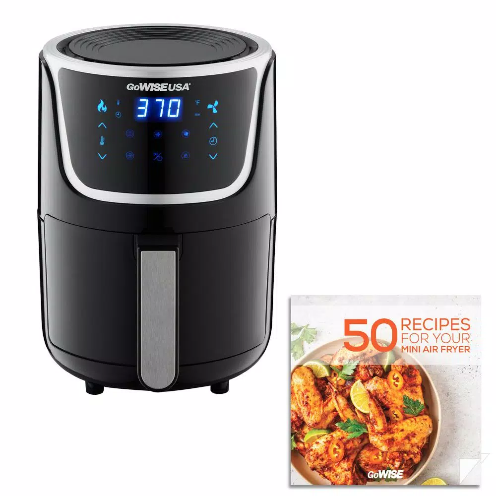 GoWISE USA 2 Qt. Mini Digital Air Fryer with Touchscreen, Black/Silver