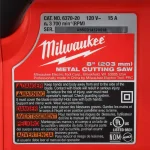 Milwaukee 8 in. Metal Cutting Circular Saw, 15 Amp, 3700 RPM thumbnail 10