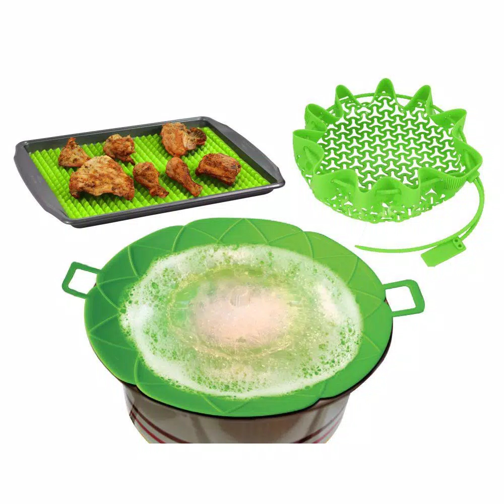 Southern Homewares Boil Buddies 3-Piece Green Silicone Cooking Accessory Set