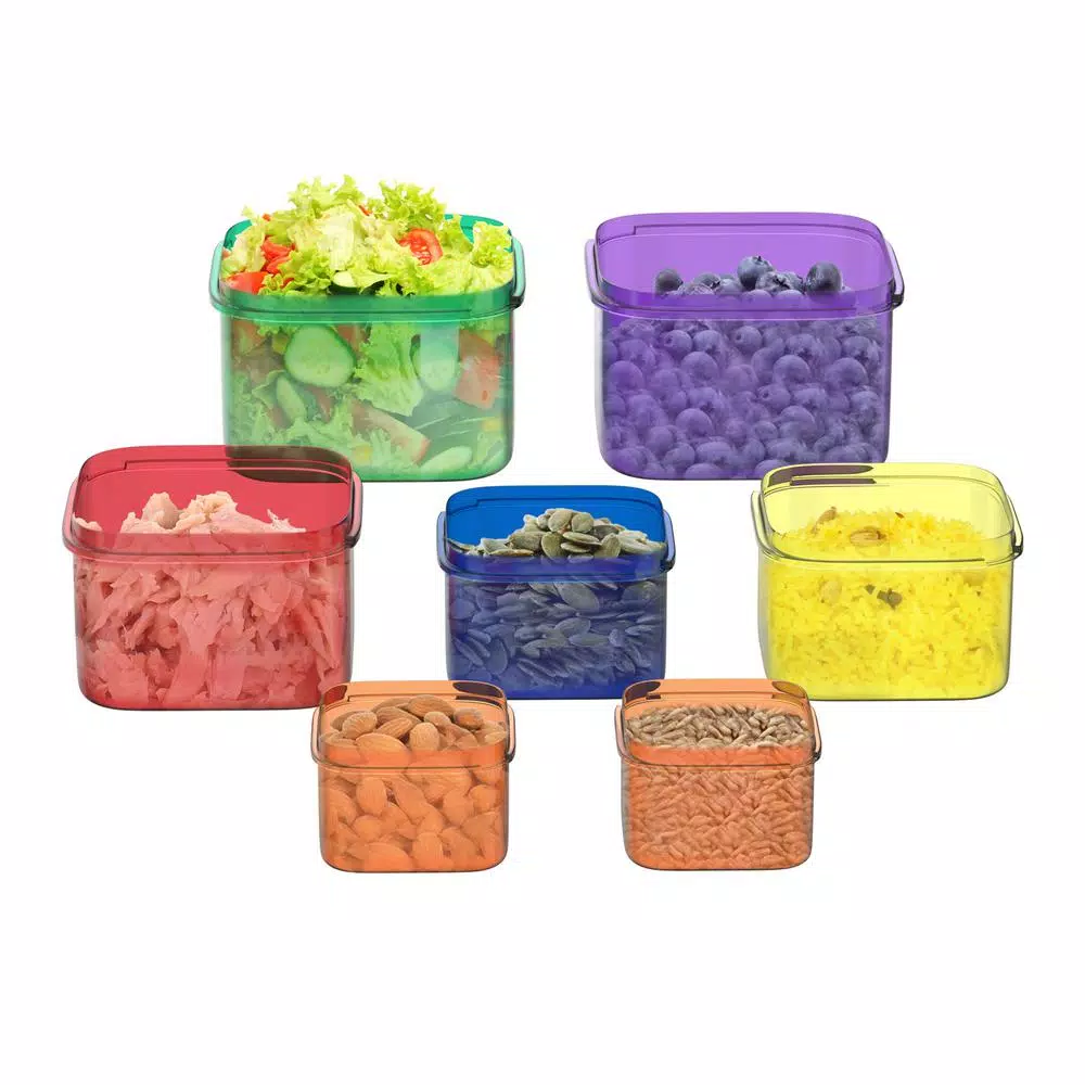 Classic Cuisine 7-Piece Color Coded Portion Control Meal Prep Container Set