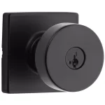 Kwikset Pismo Square Matte Black Keyed Entry Door Knob with SmartKey Security thumbnail 1