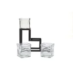 Mind Reader 3-Tier Black Metal Condiment Server with 3 Removable 8 oz. Glass Jars thumbnail 3