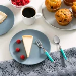 French Home Laguiole Turquoise Dessert Spoon and Fork Set, 8-Piece thumbnail 3