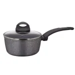 AMERCOOK Lava Stone 7 qt. Aluminum Nonstick Saucepan with Glass Lid, Gray thumbnail 1