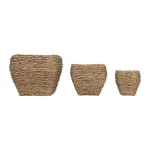 3R Studios Bamboo Branch Decorative Wicker Baskets with Plastic Lining, Set of 3, Brown thumbnail 3