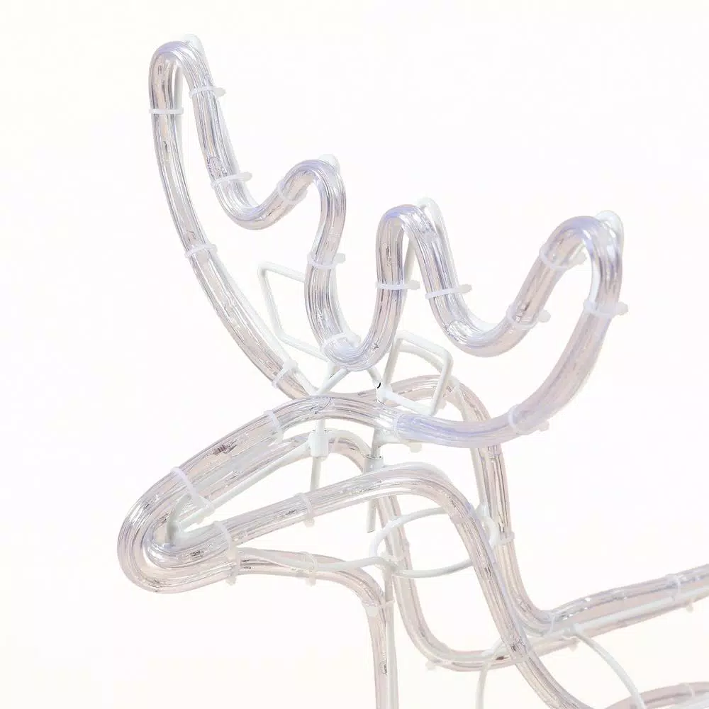 Luxen Home 25 in. LED White Rope Light Standing Reindeer - Indoor/Outdoor Christmas Decoration