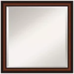 Amanti Art Cyprus 23 in. W x 23.12 in. H Square Beveled Edge Wood Bathroom Vanity Mirror, Dark Brown Walnut thumbnail 1