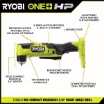 RYOBI ONE+ HP 18V Brushless Compact Impact Driver and Right Angle Drill Combo Kit with (2) 1.5 Ah Batteries thumbnail 4