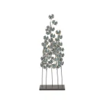 LITTON LANE Iron Metal Turquoise Ginkgo Leaves Sculpture with Gold Outline and Rectangular Base thumbnail 3