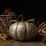 Glitzhome 12 in. Galvanized Metal Round Pumpkin - Rustic Fall & Harvest Decor thumbnail 6